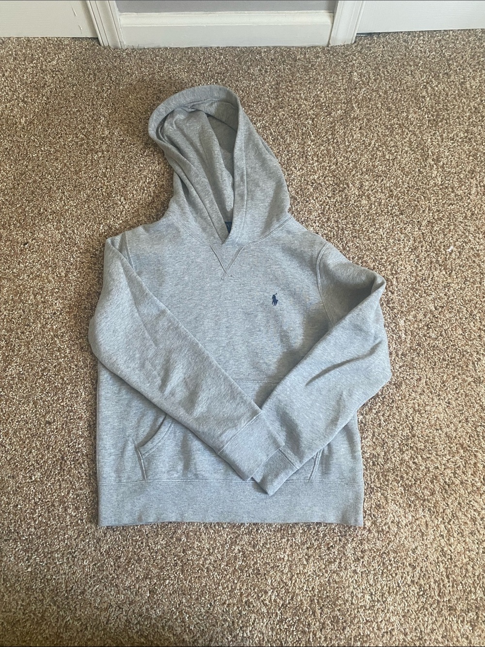 Polo by Ralph Lauren Light Gray Hooded Sweatshirt with Navy Logo